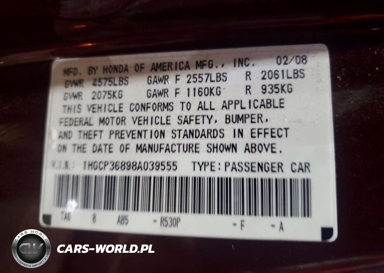 2008 Honda Accord Exl VIN:1HGCP36898A039555 - 12