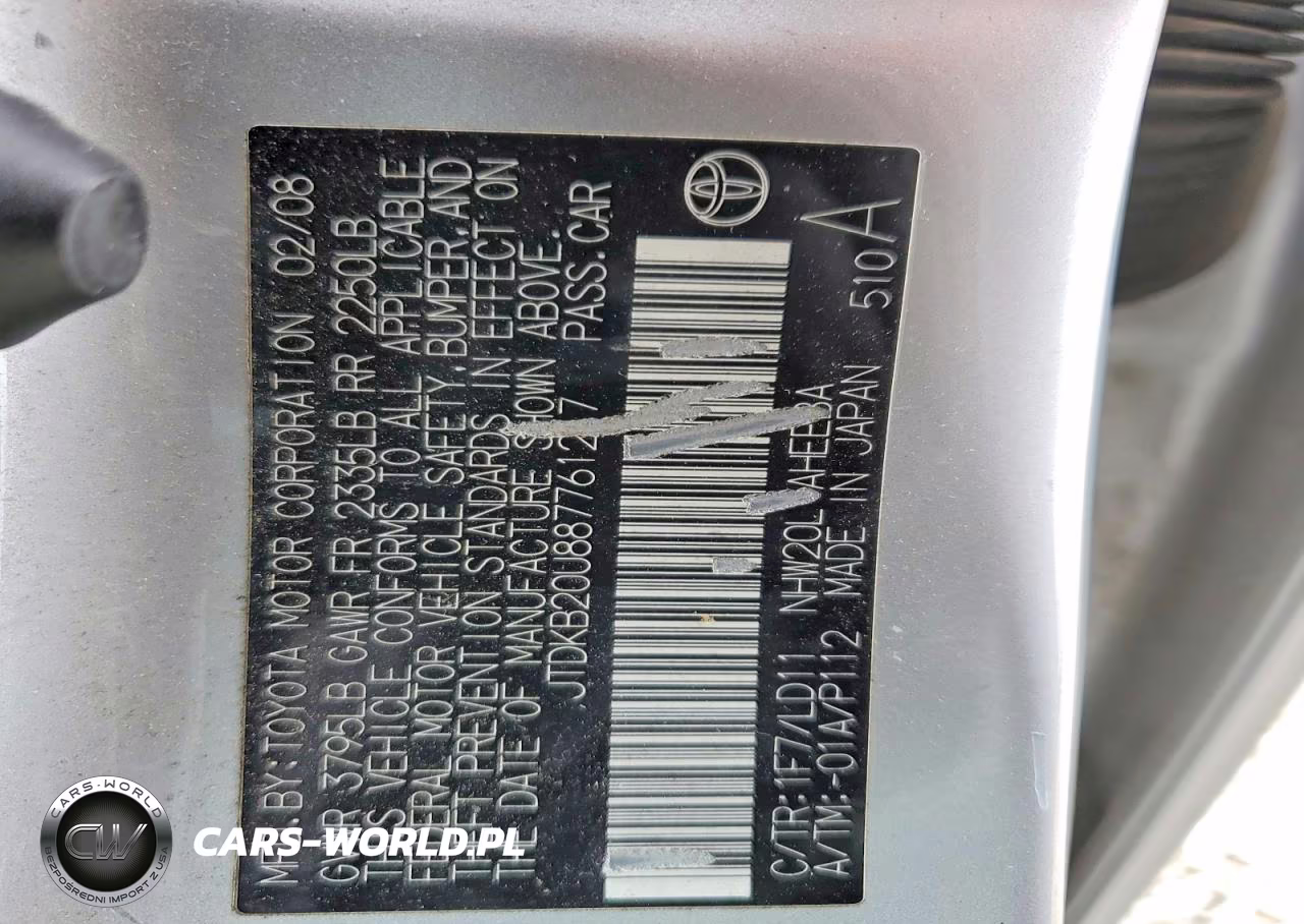 2008 Toyota Prius Base VIN:JTDKB20U887761217 - 12