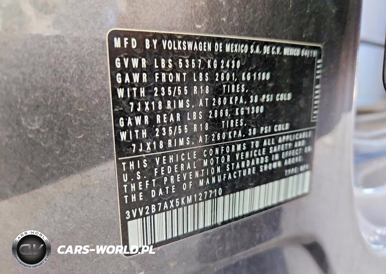 2019 Volkswagen Tiguan Se VIN:3VV2B7AX5KM127710 - 13