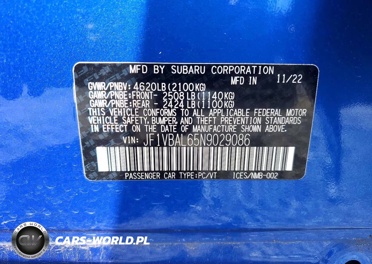 2022 Subaru Wrx Limited VIN:JF1VBAL65N9029086 - 13
