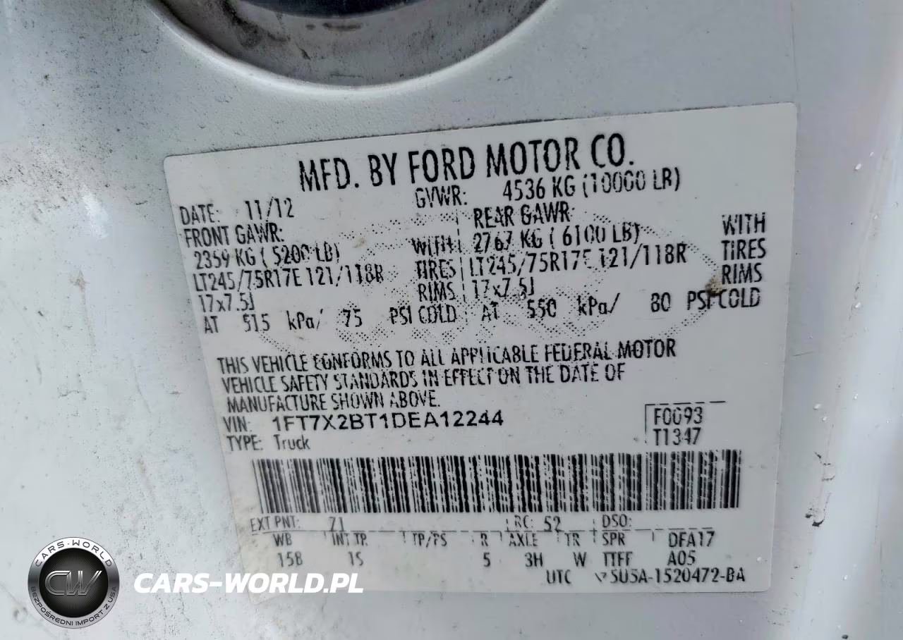 2013 Ford F250 Super Duty VIN:1FT7X2BT1DEA12244 - 12