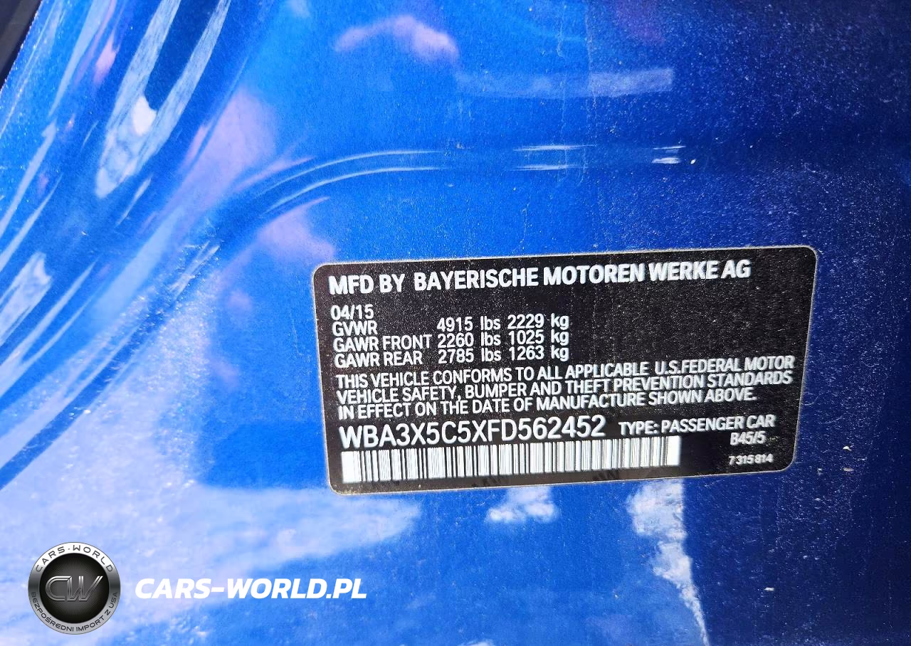 2015 BMW 328 Xigt VIN:WBA3X5C5XFD562452 - 12