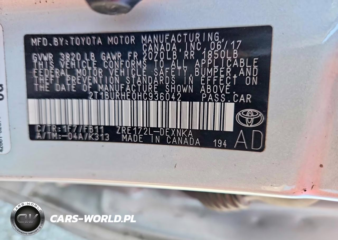 2017 Toyota Corolla Le VIN:2T1BURHE0HC936042 - 12