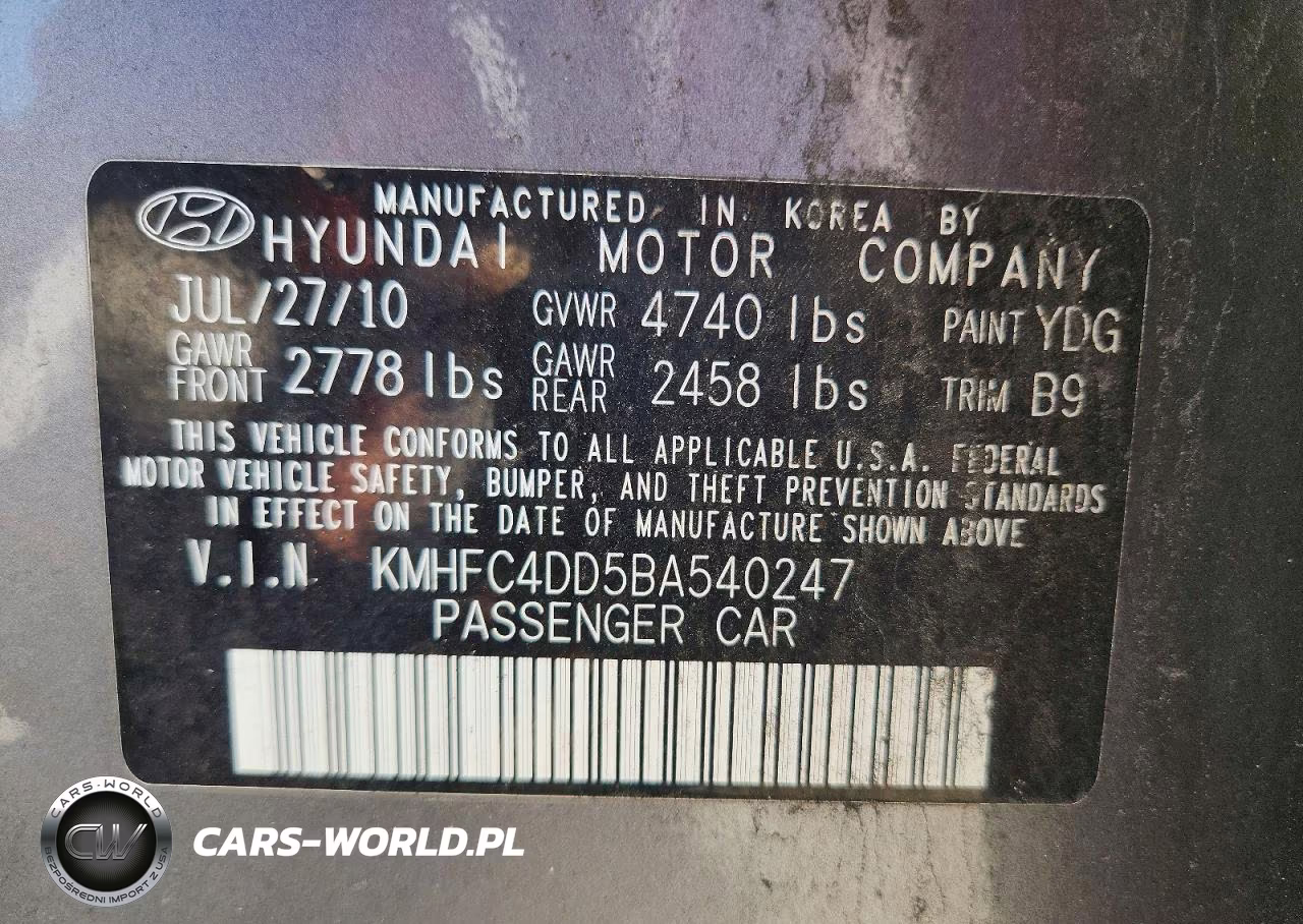 2011 Hyundai Azera Gls VIN:KMHFC4DD5BA540247 - 12