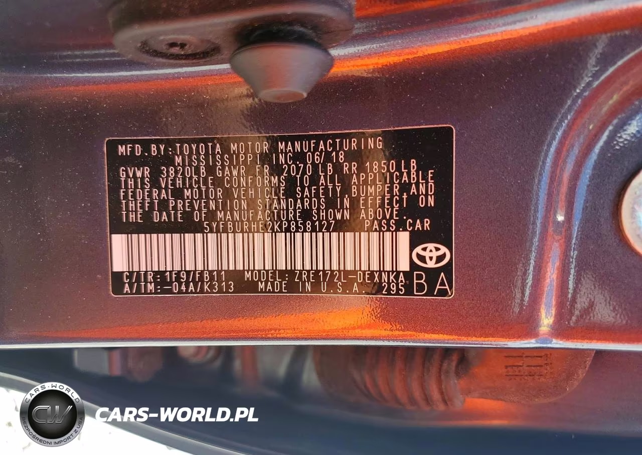 2019 Toyota Corolla Le VIN:5YFBURHE2KP858127 - 12