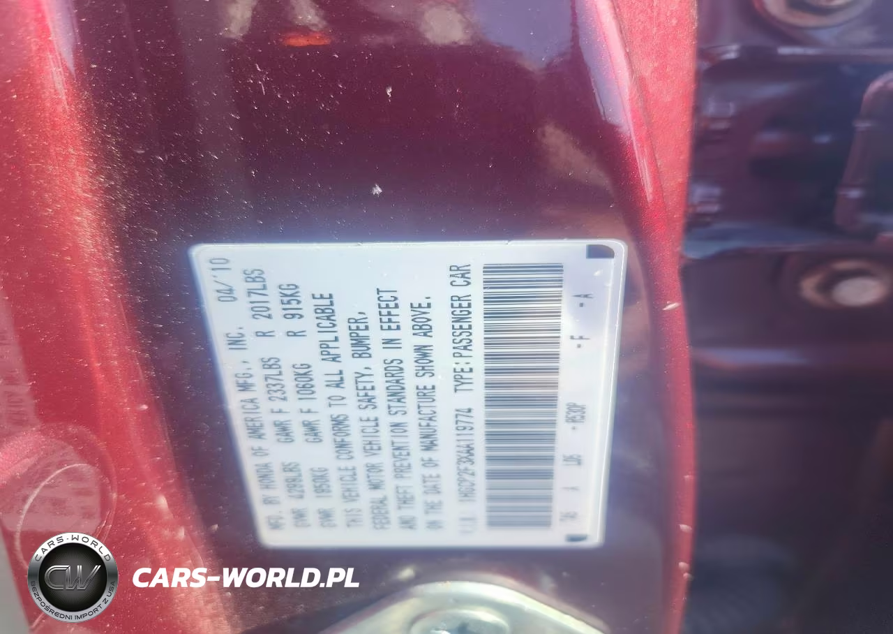 2010 Honda Accord Lx VIN:1HGCP2F3XAA119774 - 12