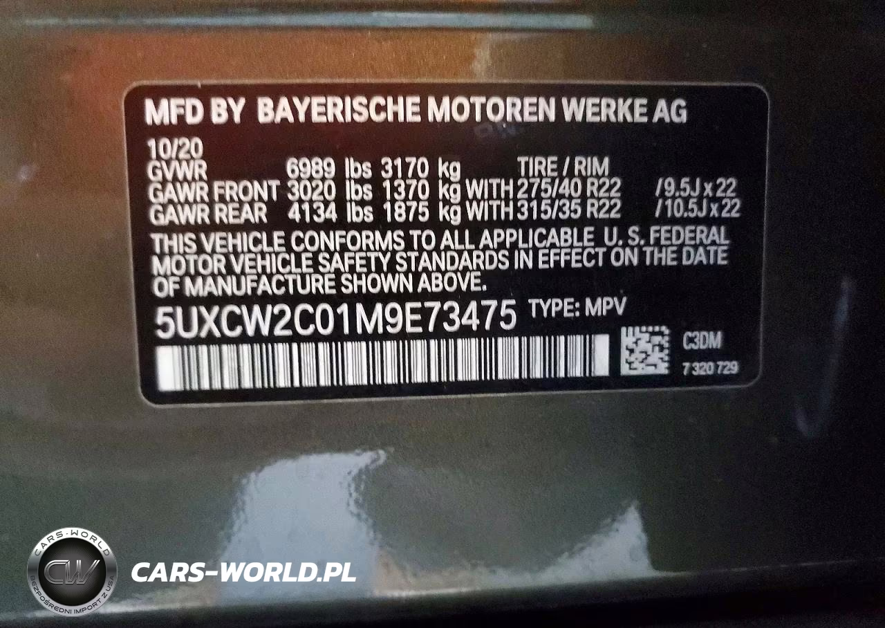 2021 BMW X7 xDrive40I VIN:5UXCW2C01M9E73475 - 14
