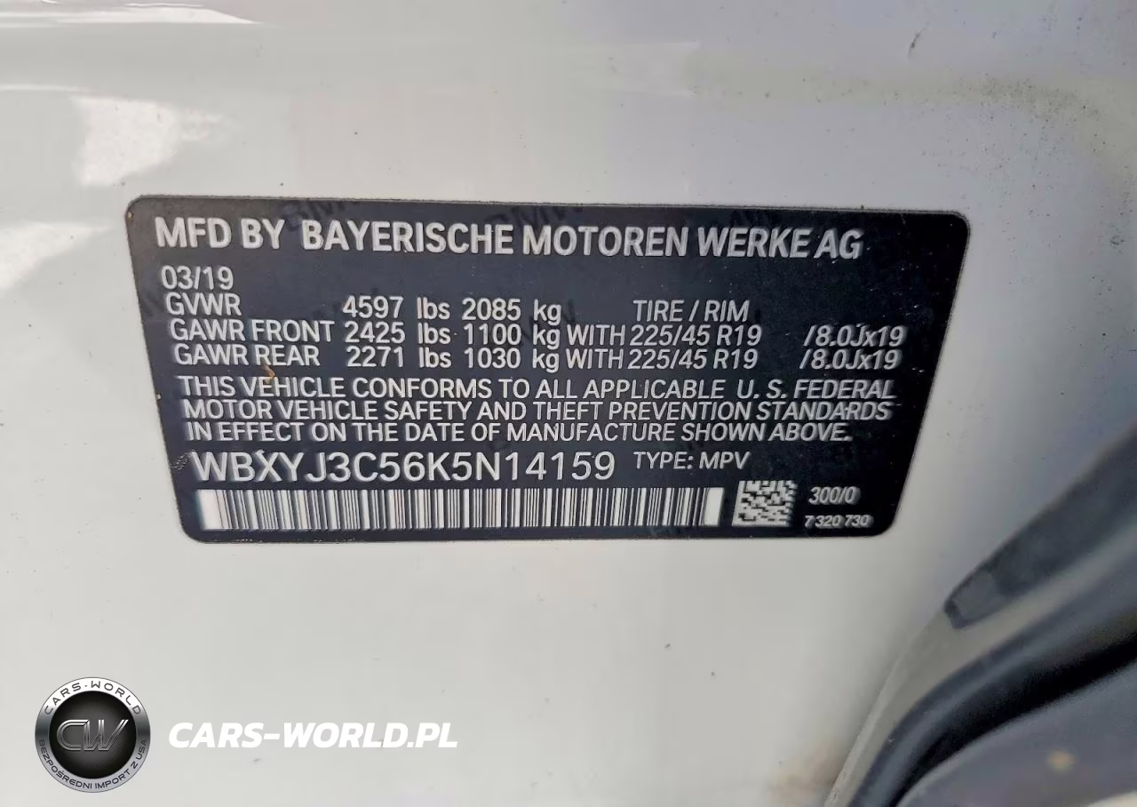 2019 BMW X2 Sdrive28I VIN:WBXYJ3C56K5N14159 - 14