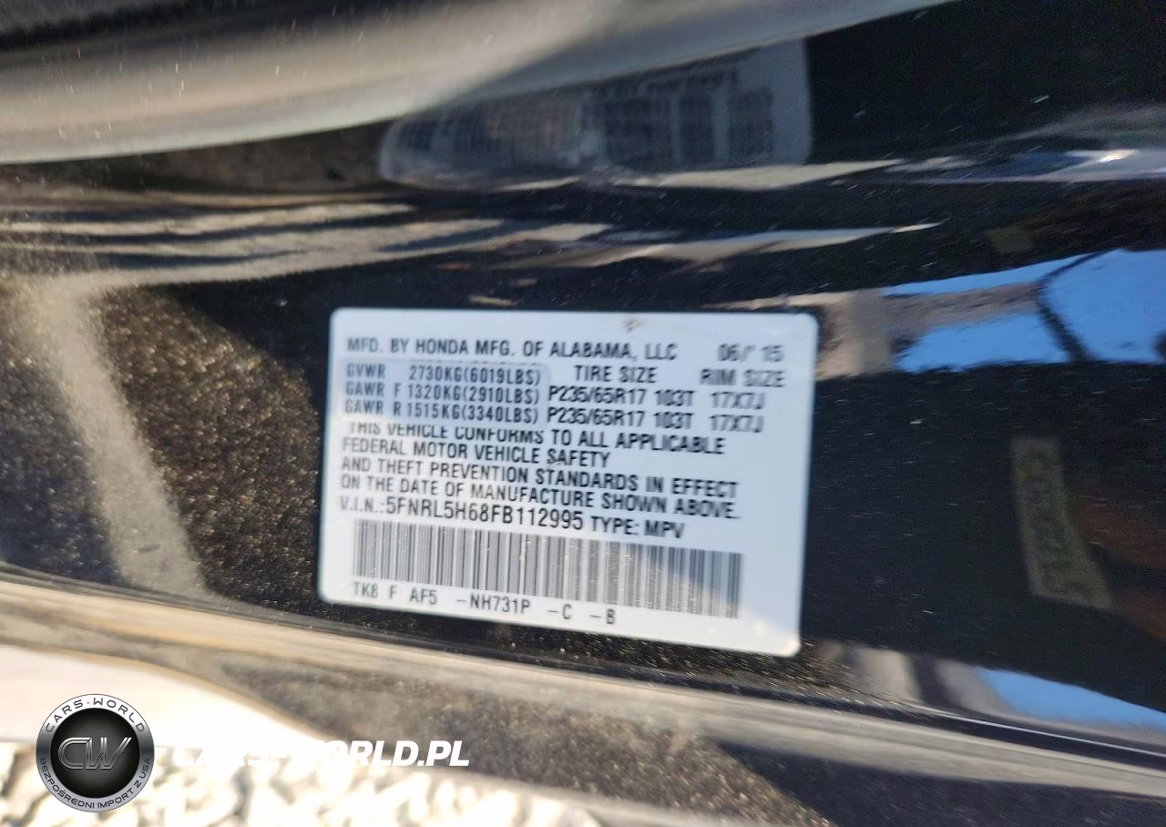 2015 Honda Odyssey Exl VIN:5FNRL5H68FB112995 - 14