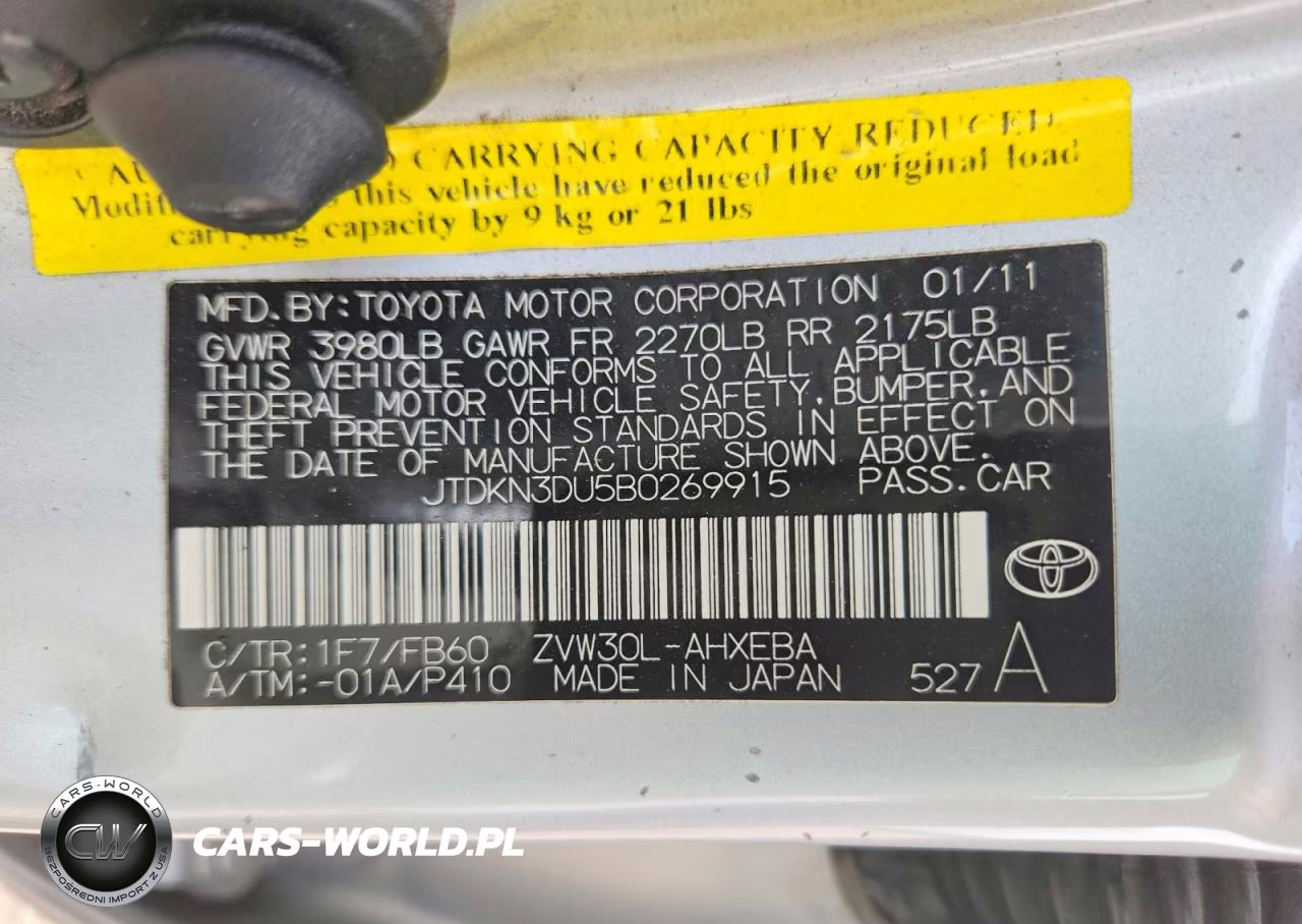 2011 Toyota Prius Two VIN:JTDKN3DU5B0269915 - 12