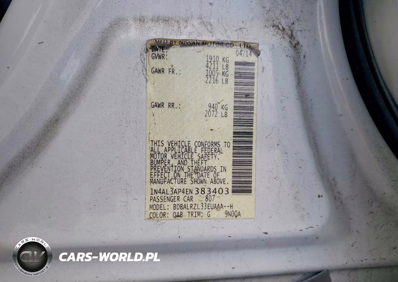 2014 Nissan Altima 2.5 S VIN:1N4AL3AP4EN383403 - 12