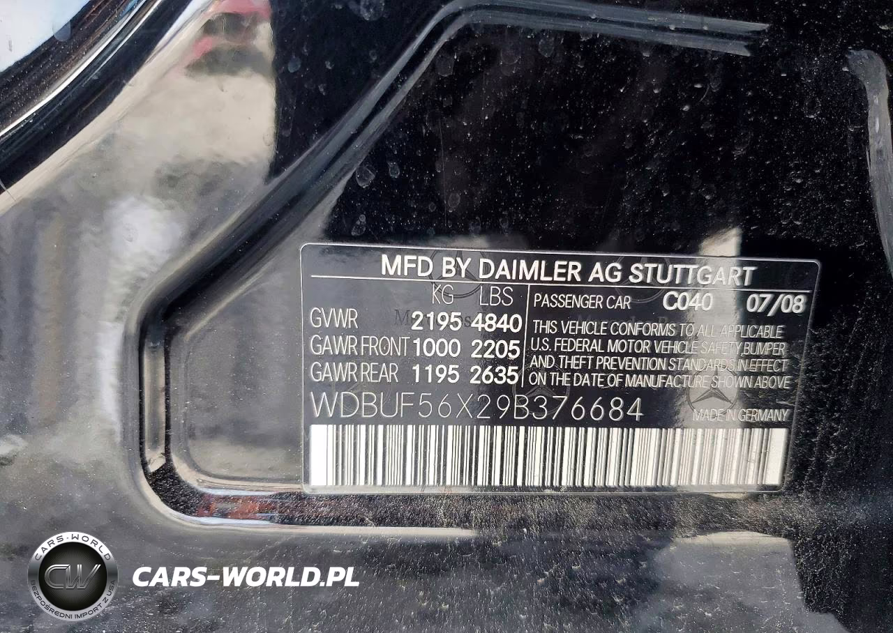 2009 Mercedes-Benz E 350 VIN:WDBUF56X29B376684 - 12