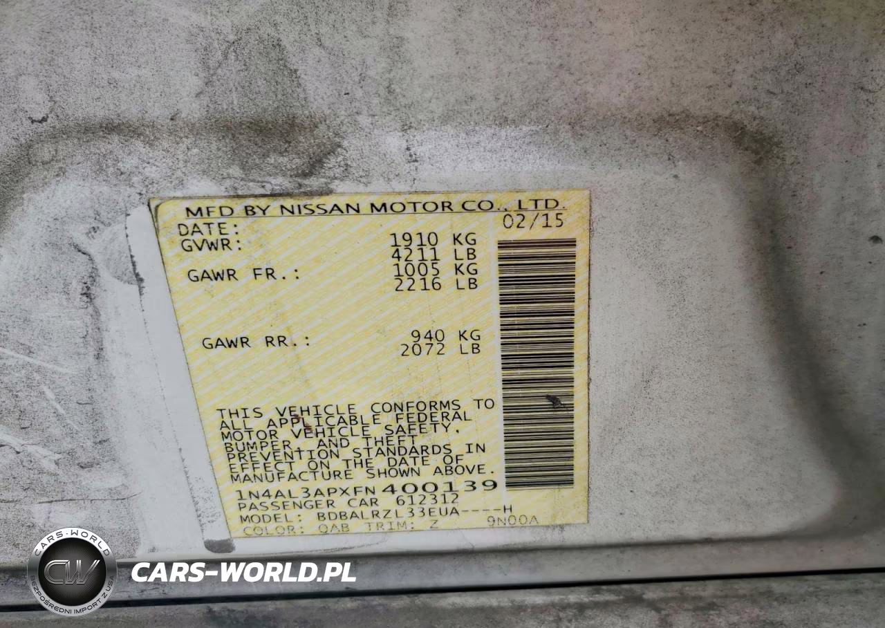 2015 Nissan Altima 2.5 Sl VIN:1N4AL3APXFN400139 - 13