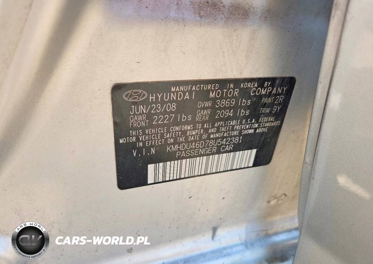 2008 Hyundai Elantra Gls-Se-Limited VIN:KMHDU46D78U542381 - 12