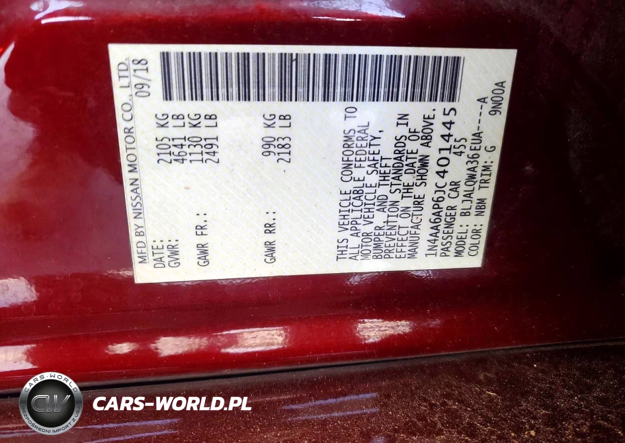 2018 Nissan Maxima 3.5 S VIN:1N4AA6AP6JC401445 - 12