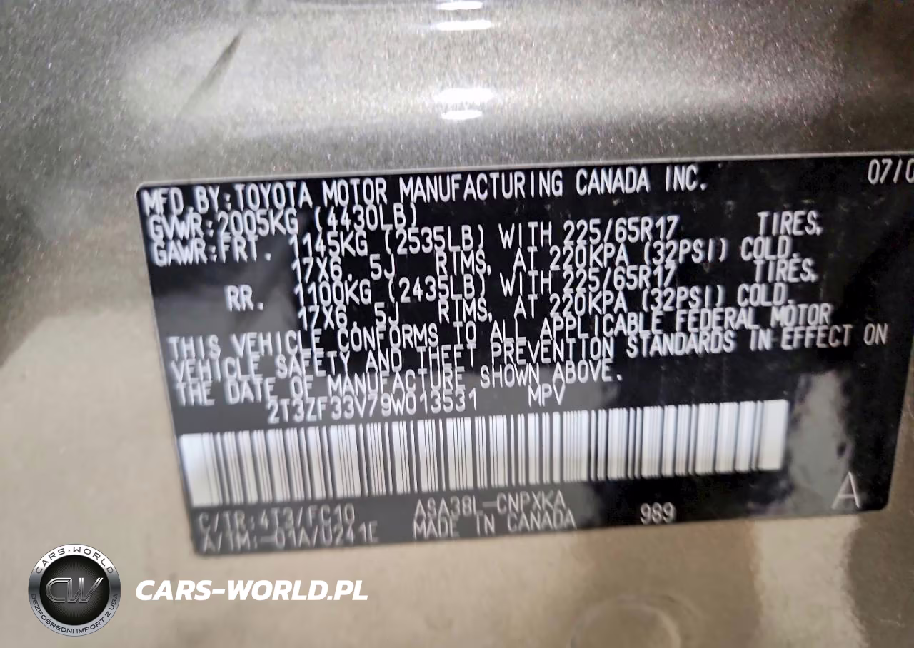 2009 Toyota Rav4 Base VIN:2T3ZF33V79W013531 - 13