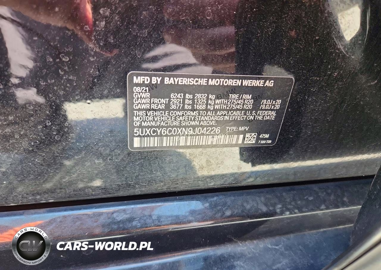 2022 BMW X6 xDrive40I VIN:5UXCY6C0XN9J04226 - 13