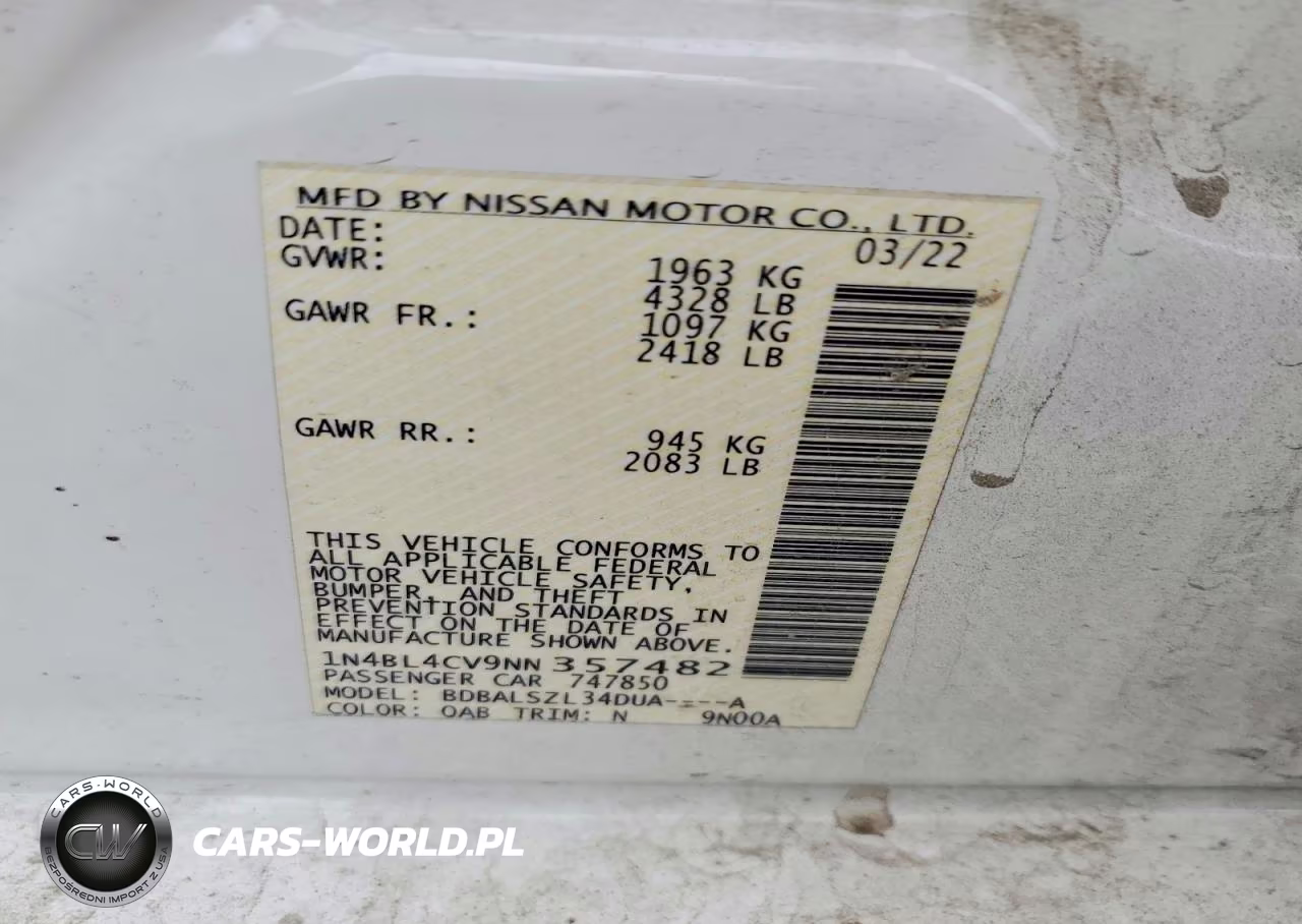 2022 Nissan Altima Sr VIN:1N4BL4CV9NN357482 - 13