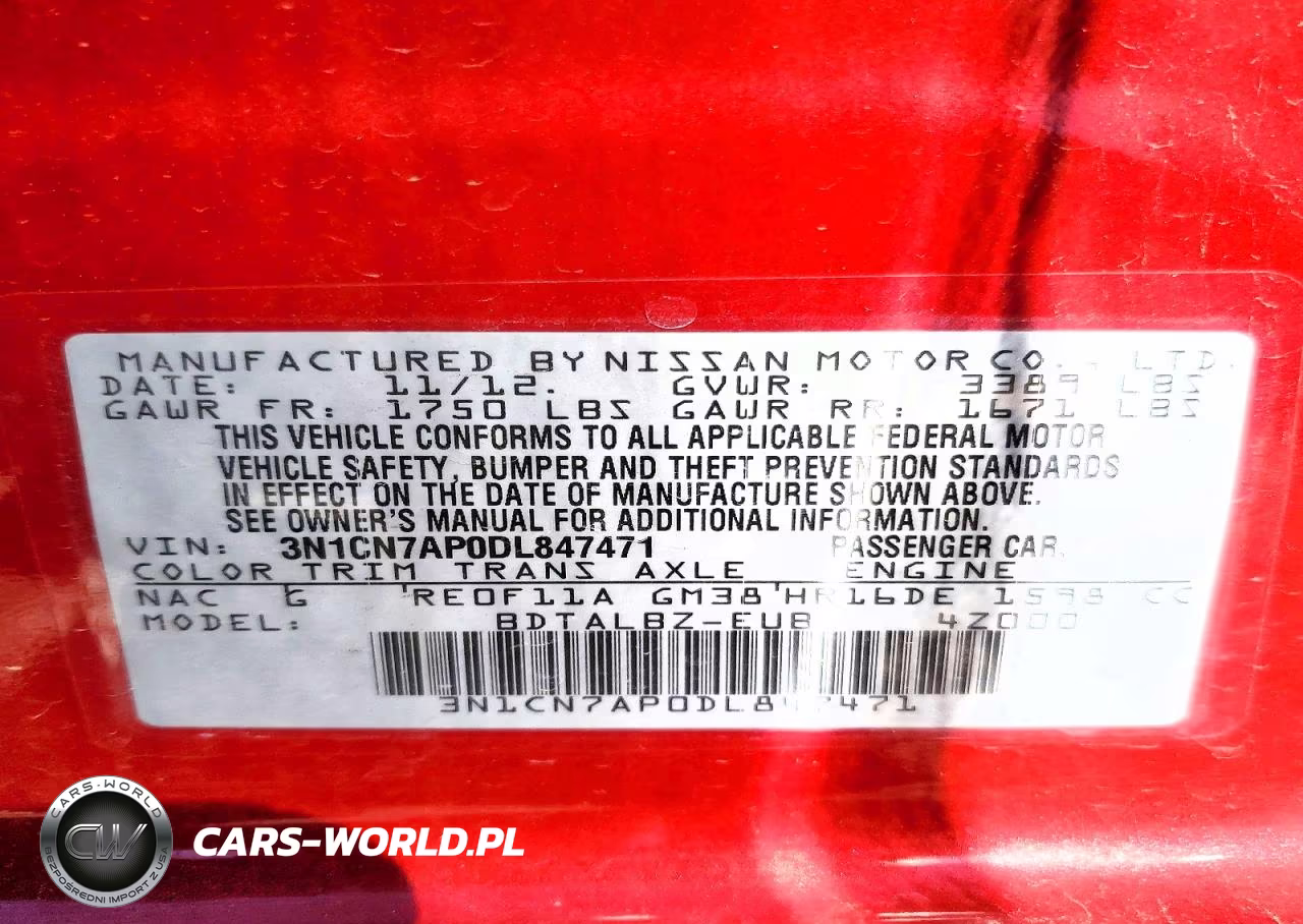 2013 Nissan Versa 1.6 S VIN:3N1CN7AP0DL847471 - 13
