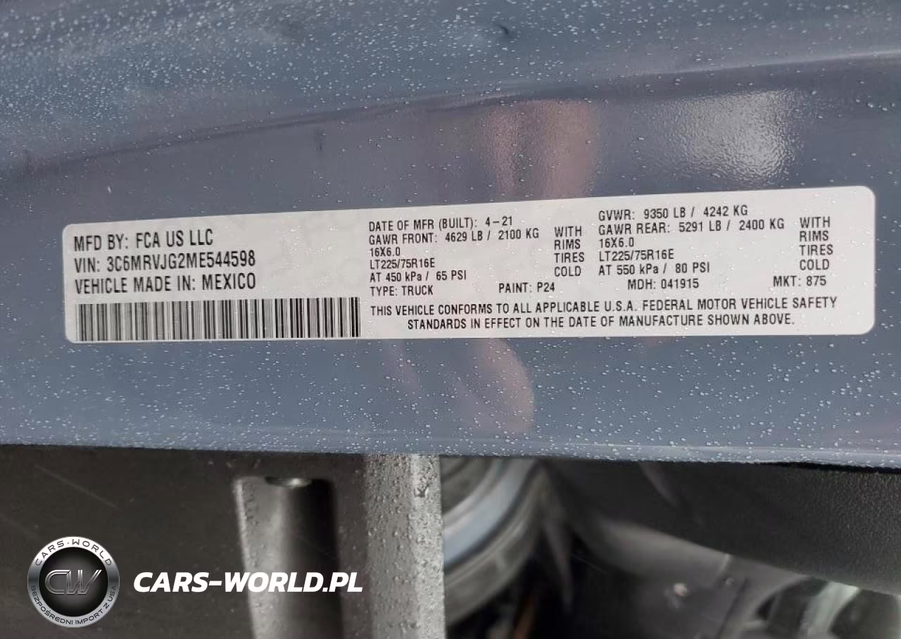 2021 Ram Promaster 3500 Delivery Van VIN:3C6MRVJG2ME544598 - 13