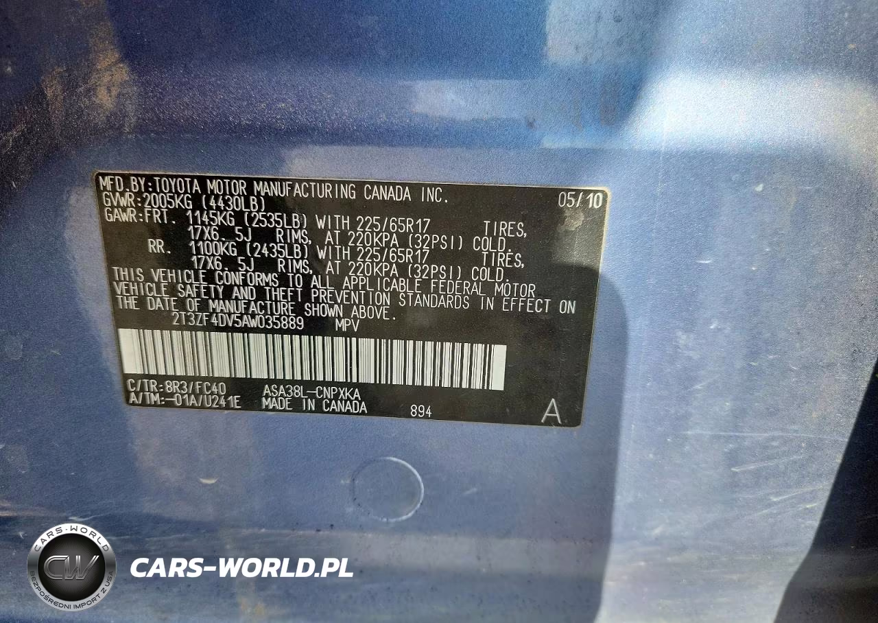 2010 Toyota Rav4 Base VIN:2T3ZF4DV5AW035889 - 13
