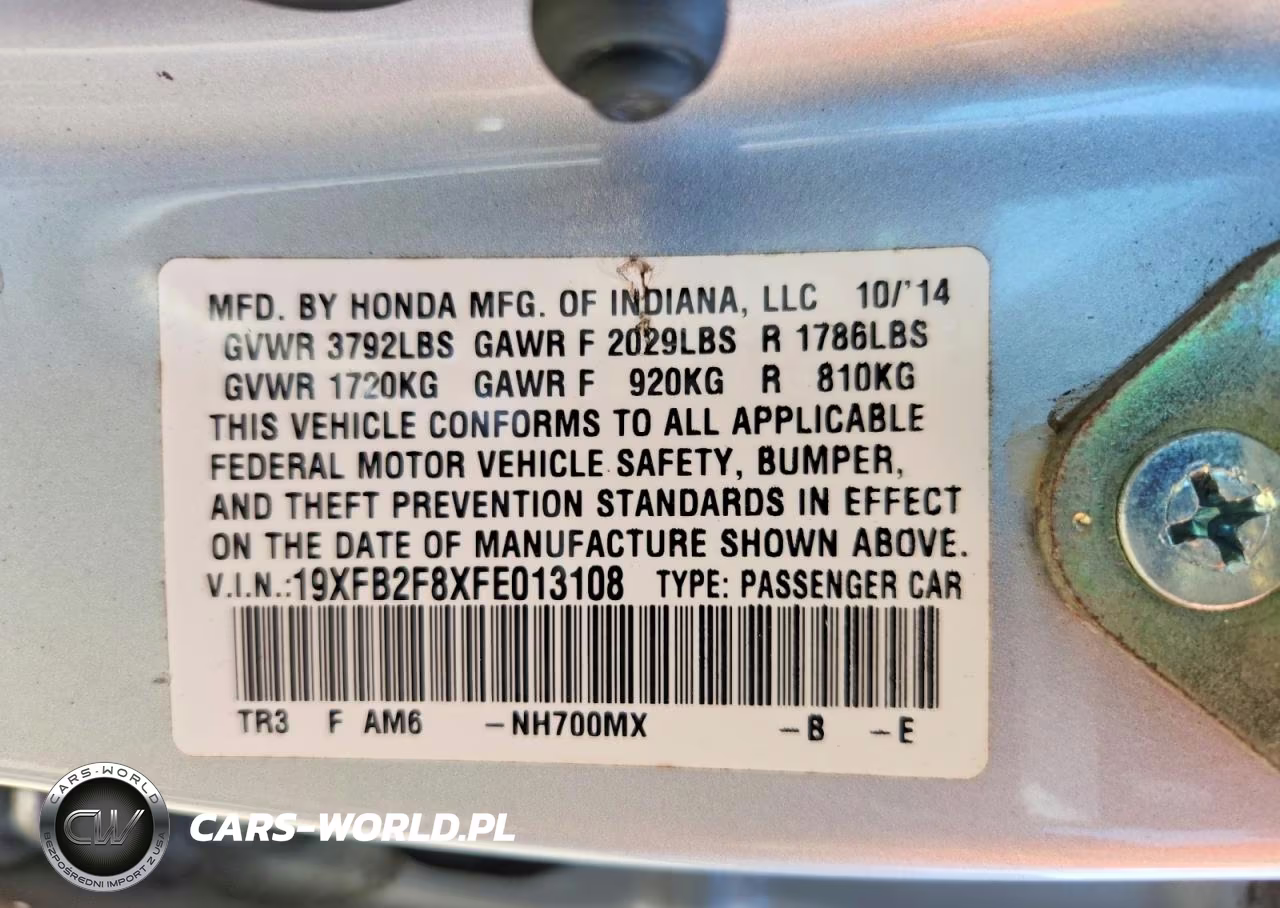 2015 Honda Civic Ex VIN:19XFB2F8XFE013108 - 12