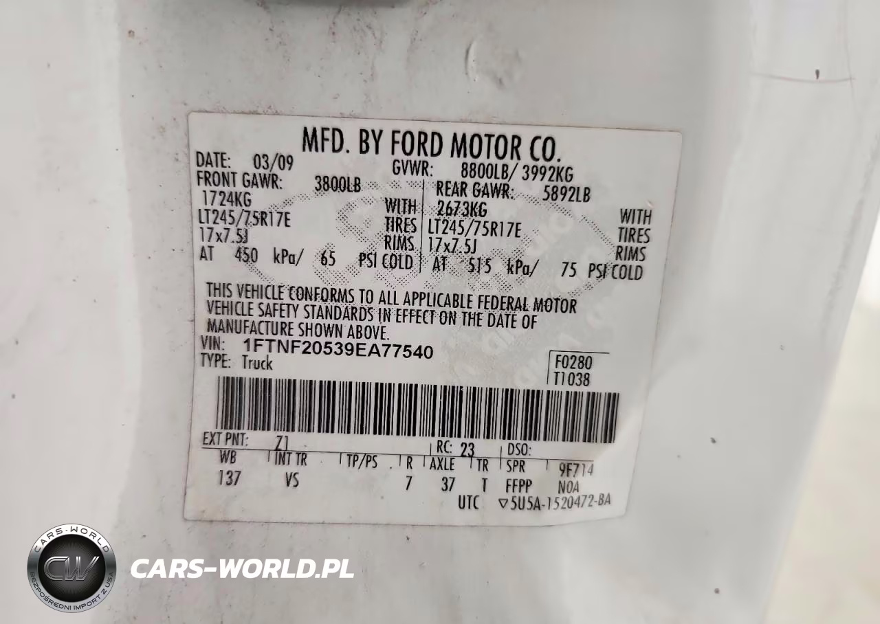 2009 Ford F250 Super Duty VIN:1FTNF20539EA77540 - 13