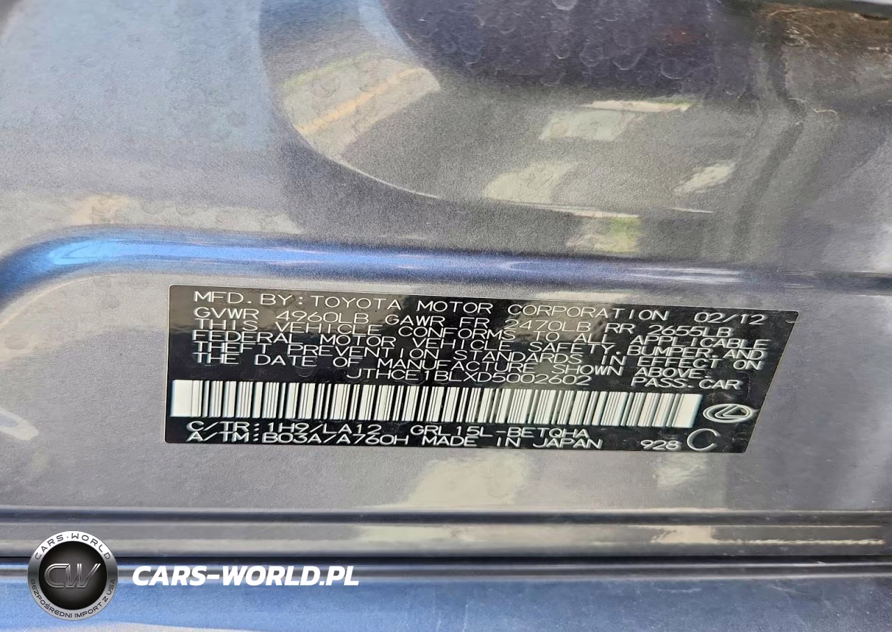 2013 Lexus Gs 350 VIN:JTHCE1BLXD5002602 - 13