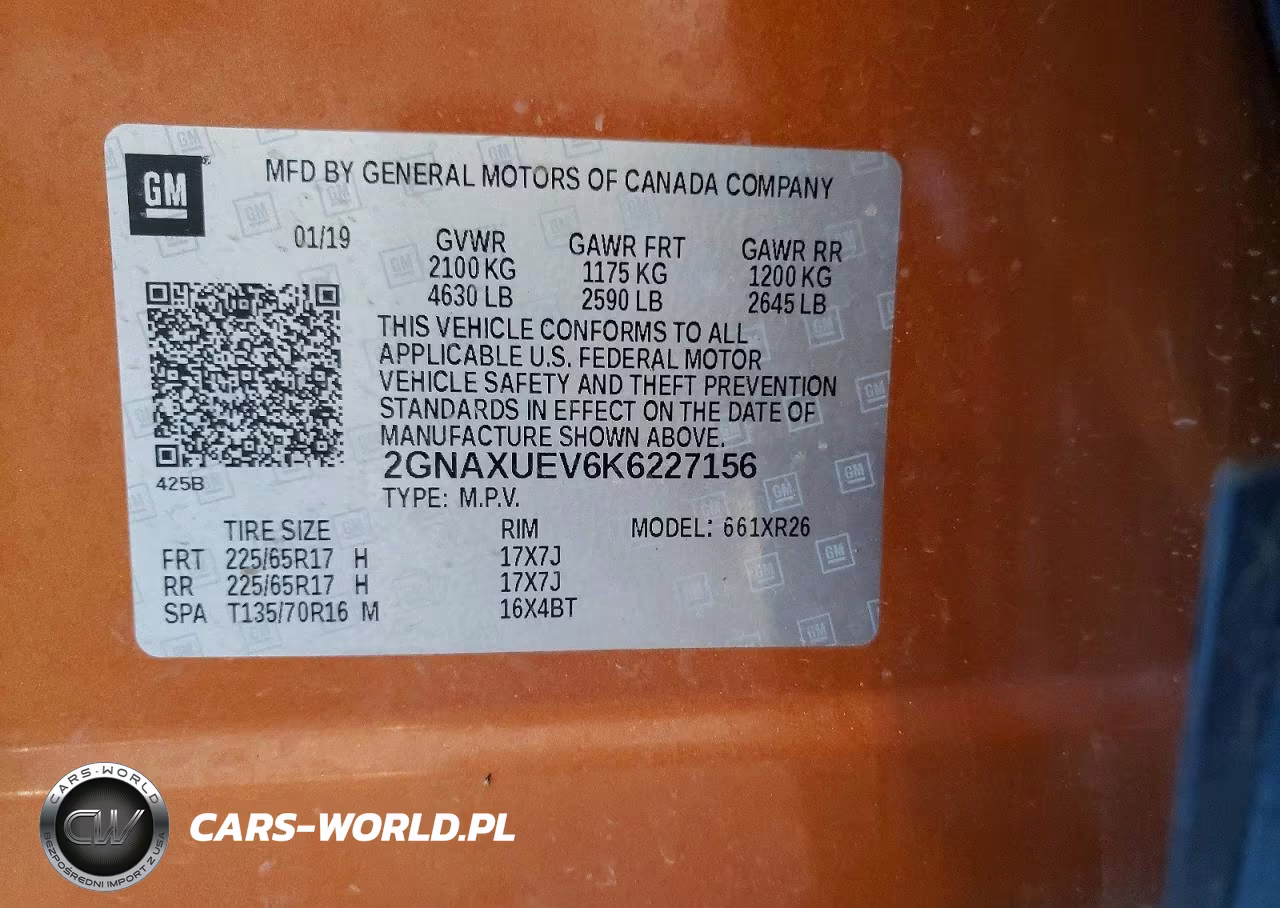 2019 Chevrolet Equinox VIN:2GNAXUEV6K6227156 - 13