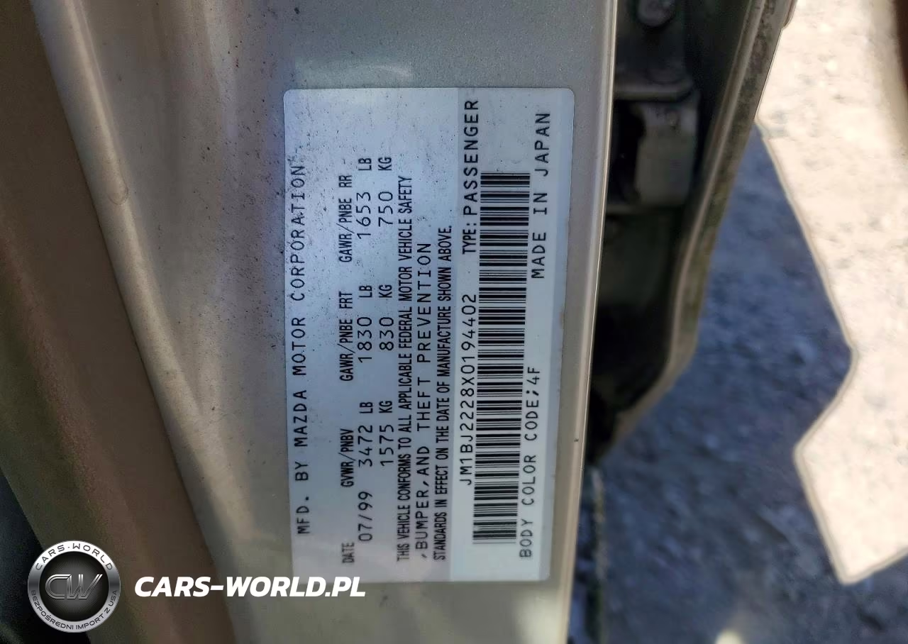 1999 Mazda Protege Dx VIN:JM1BJ2228X0194402 - 12