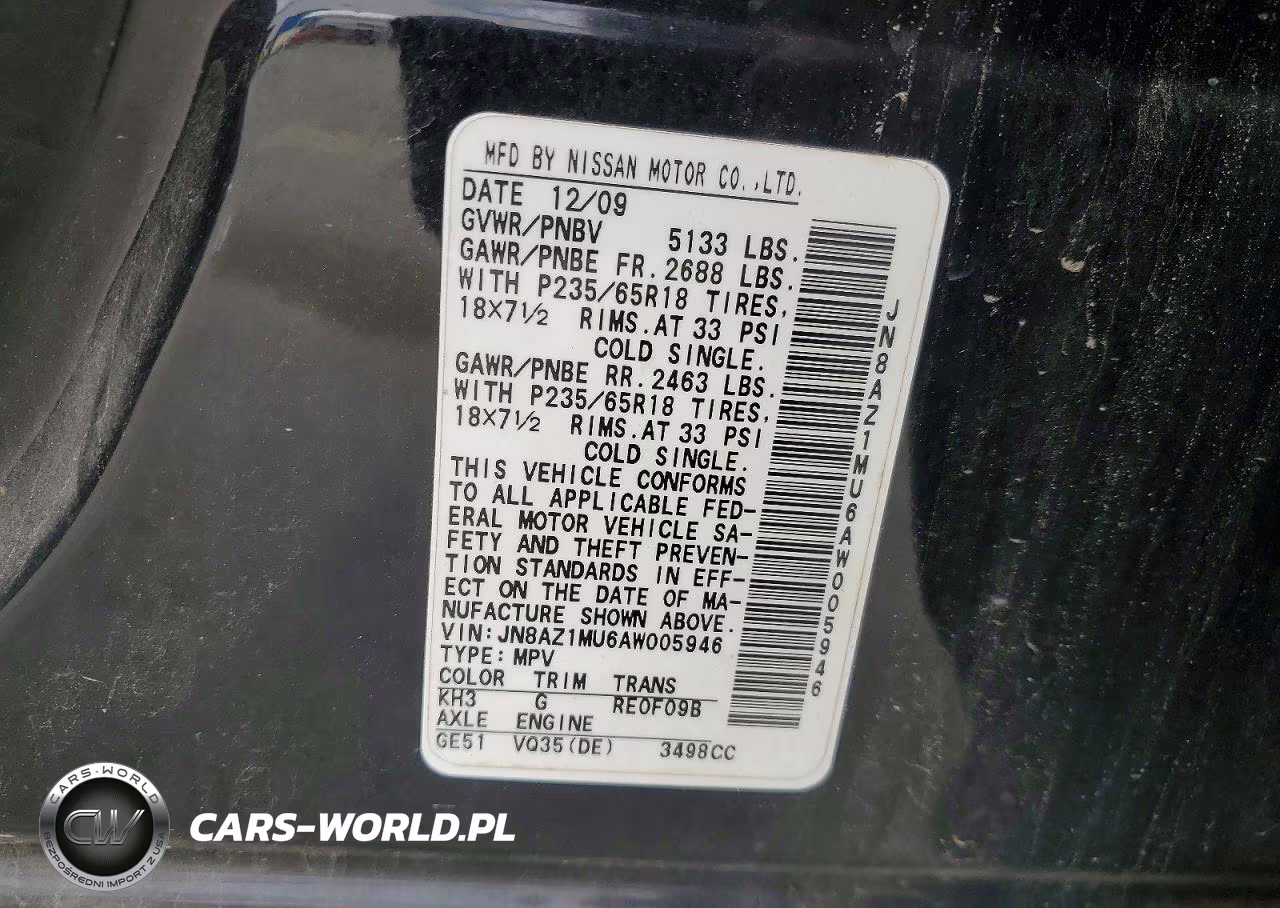 2010 Niss Murano VIN:JN8AZ1MU6AW005946 - 13
