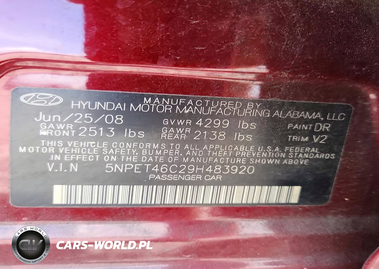 2009 Hyundai Sonata Gls VIN:5NPET46C29H483920 - 12