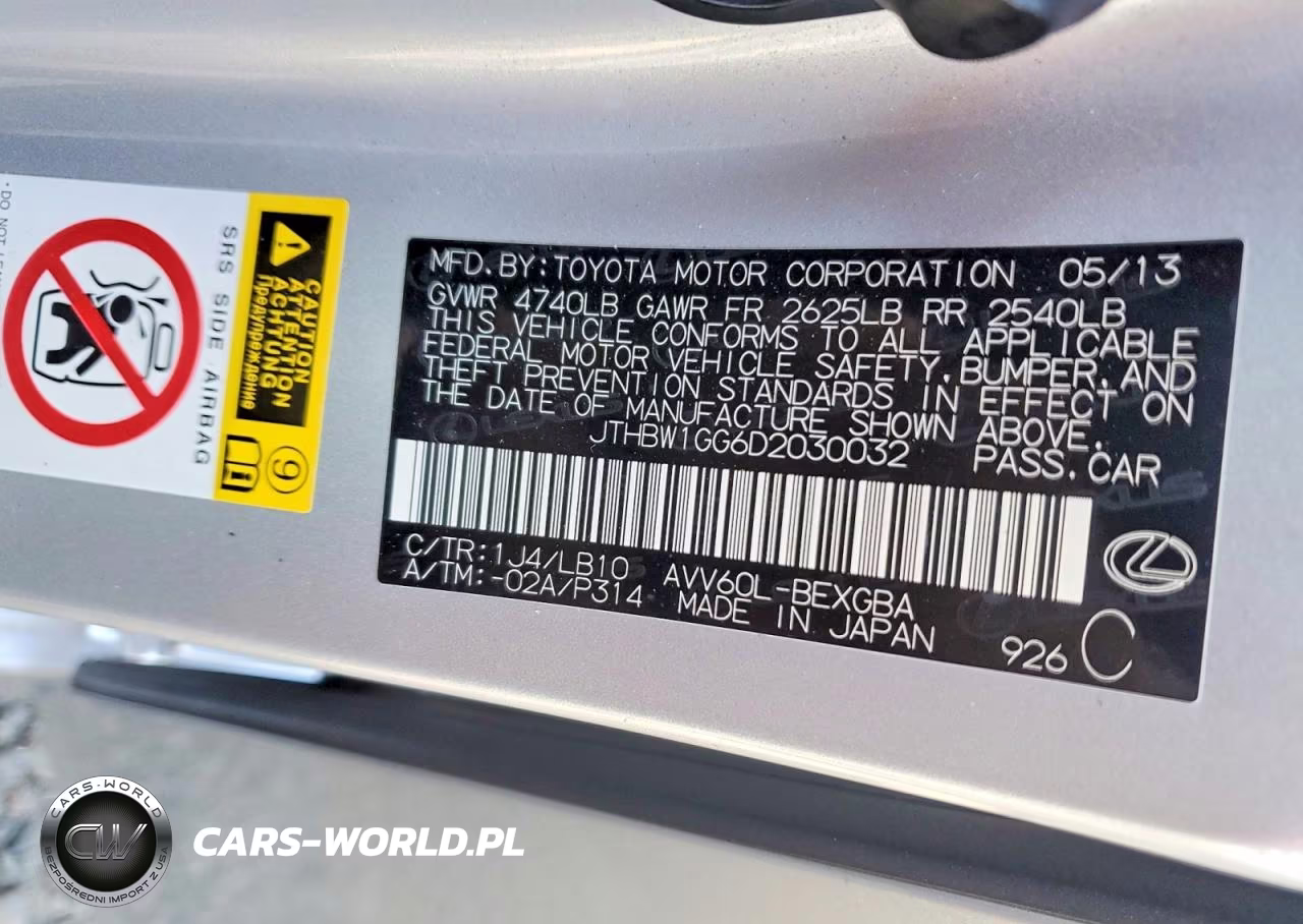 2013 Lexus Es 300H Base VIN:JTHBW1GG6D2030032 - 12