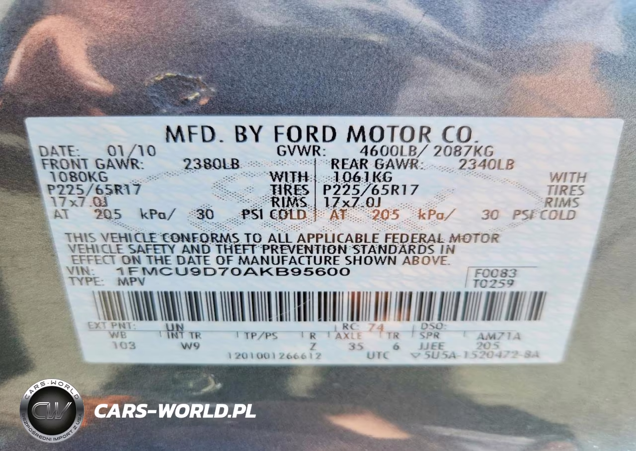 2010 Ford Escape Xlt VIN:1FMCU9D70AKB95600 - 13