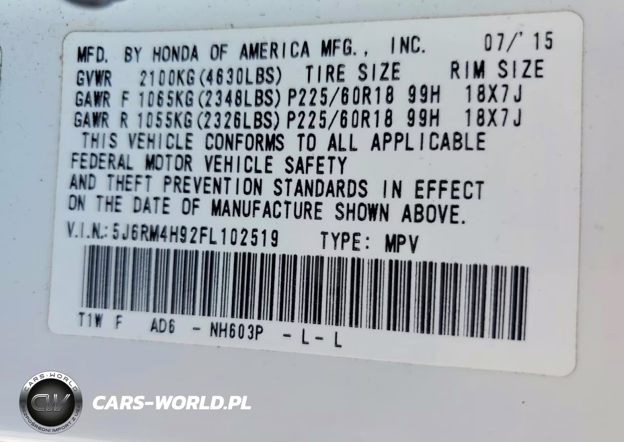 2015 Honda Cr-V Touring VIN:5J6RM4H92FL102519 - 13