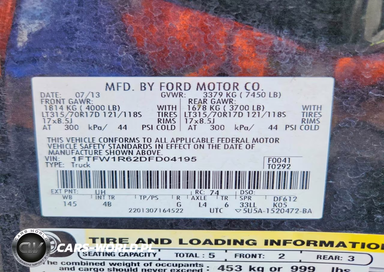 2013 Ford F150 Svt Raptor VIN:1FTFW1R62DFD04195 - 12