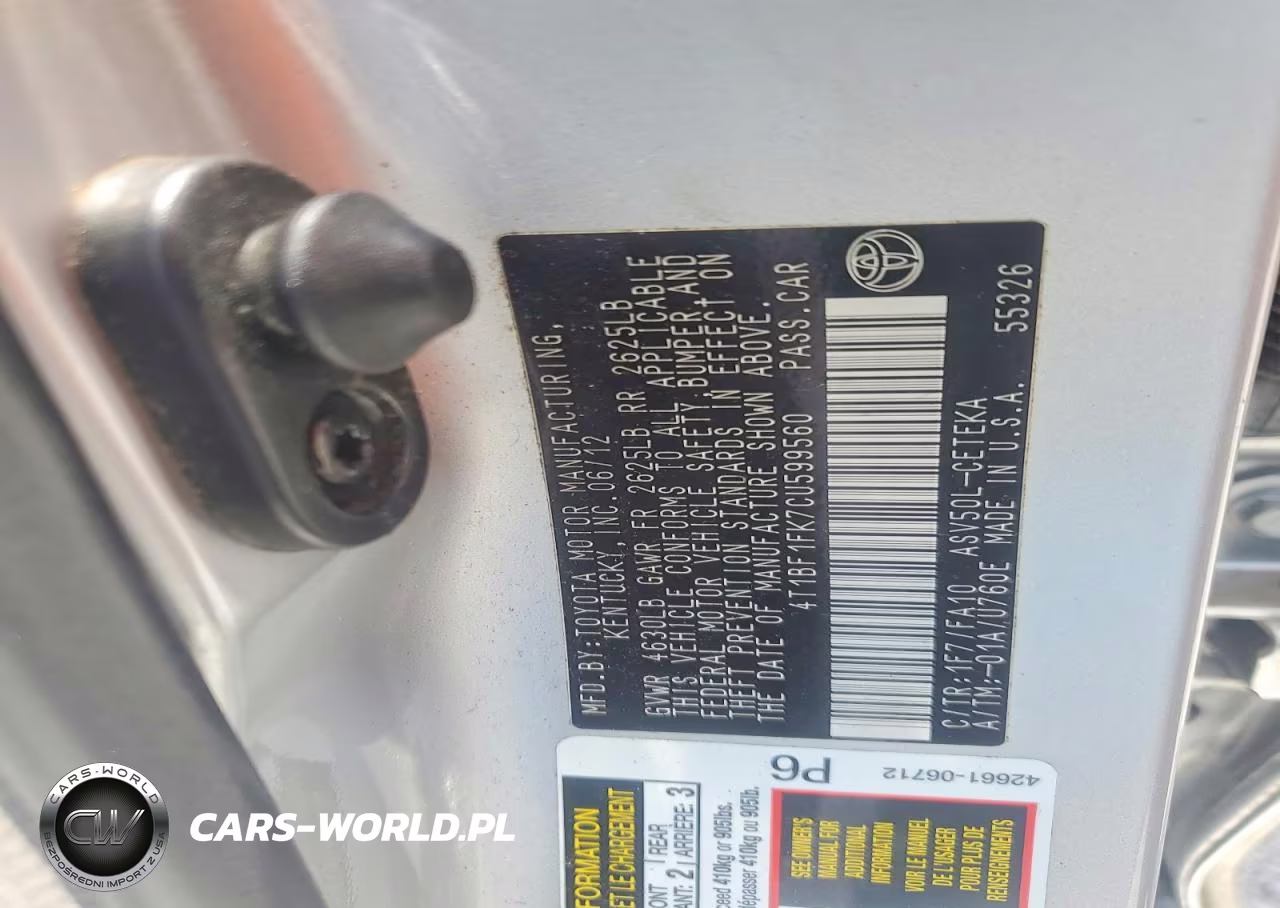 2012 Toyota Camry L VIN:4T1BF1FK7CU599560 - 12