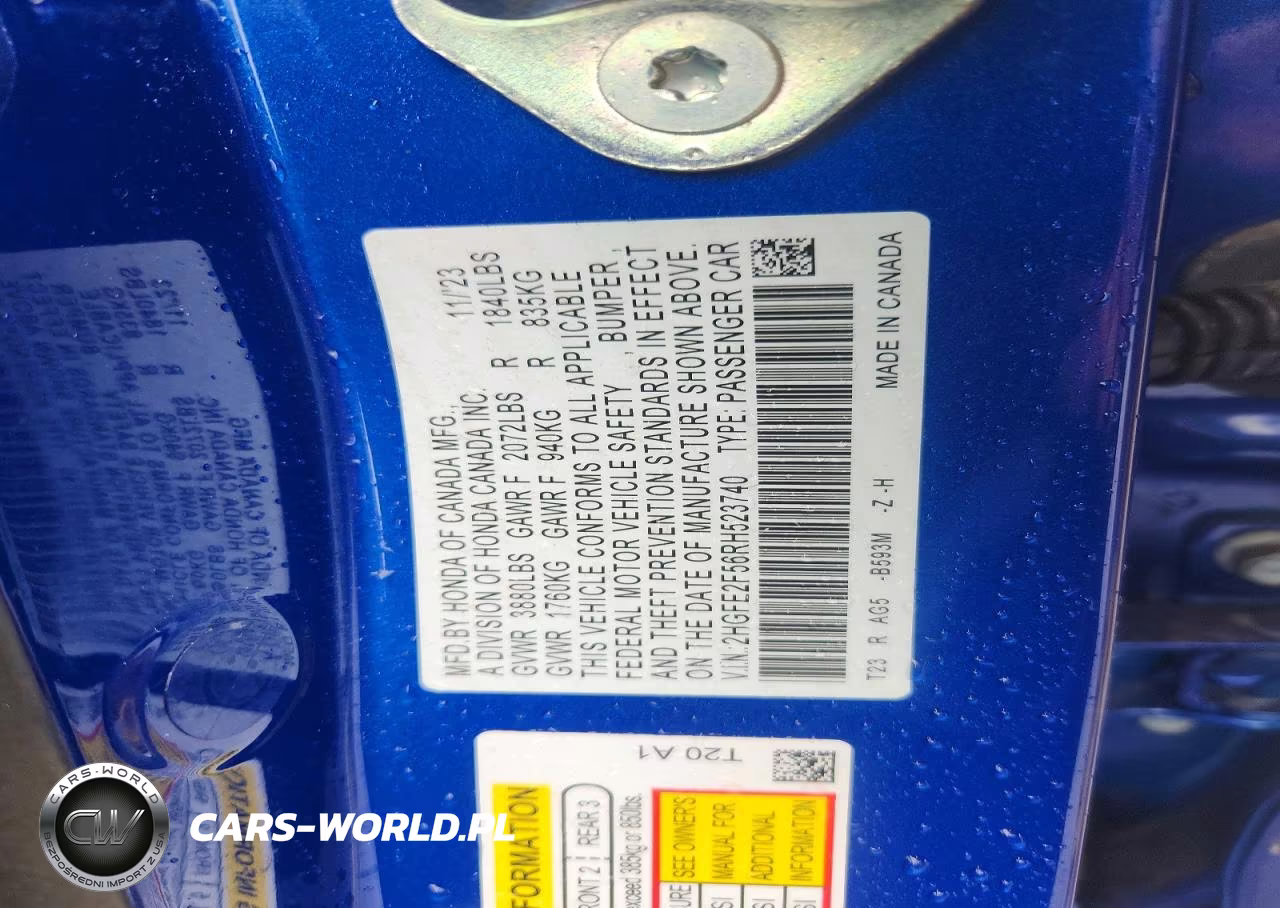 2024 Honda Civic Sport VIN:2HGFE2F56RH523740 - 12