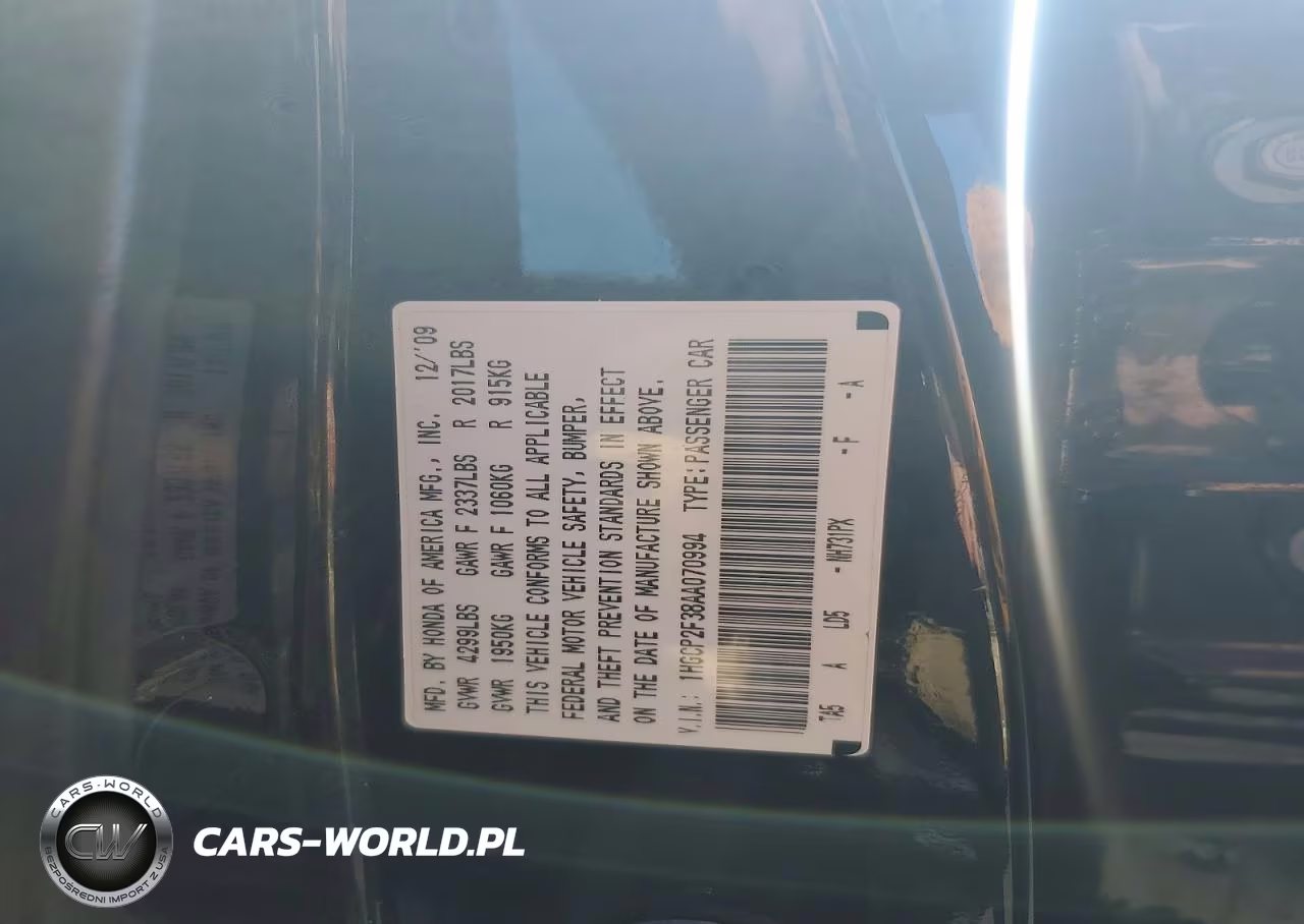 2010 Honda Accord Lx VIN:1HGCP2F38AA070994 - 12