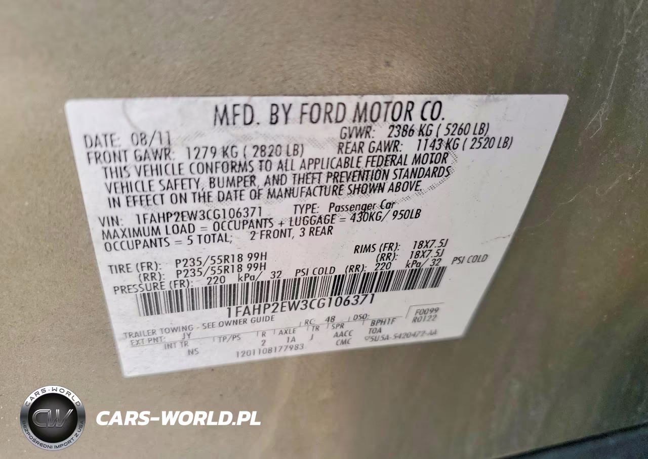 2012 Ford Taurus Sel VIN:1FAHP2EW3CG106371 - 12