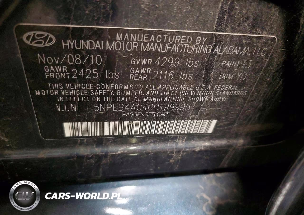2011 Hyundai Sonata Gls VIN:5NPEB4AC4BH199995 - 12