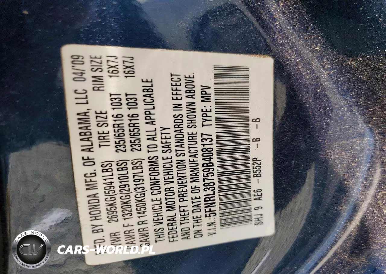 2009 Honda Odyssey Exl VIN:5FNRL38759B408137 - 13