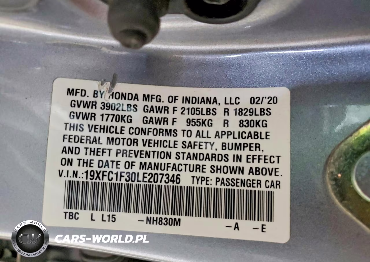 2020 Honda Civic Ex VIN:19XFC1F30LE207346 - 13