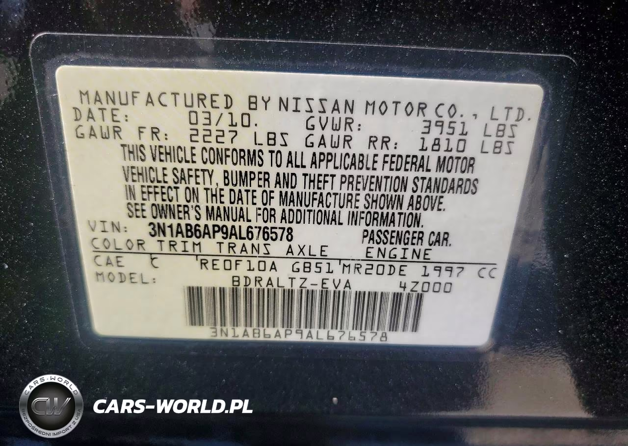 2010 Nissan Sentra 2.0 VIN:3N1AB6AP9AL676578 - 12