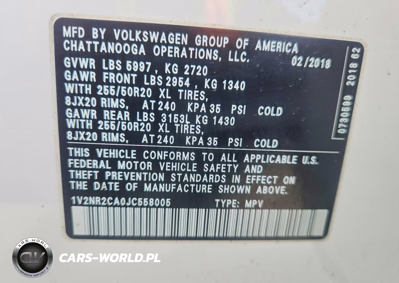 2018 Volkswagen Atlas Se 4Motion W-T VIN:1V2NR2CA0JC558005 - 13