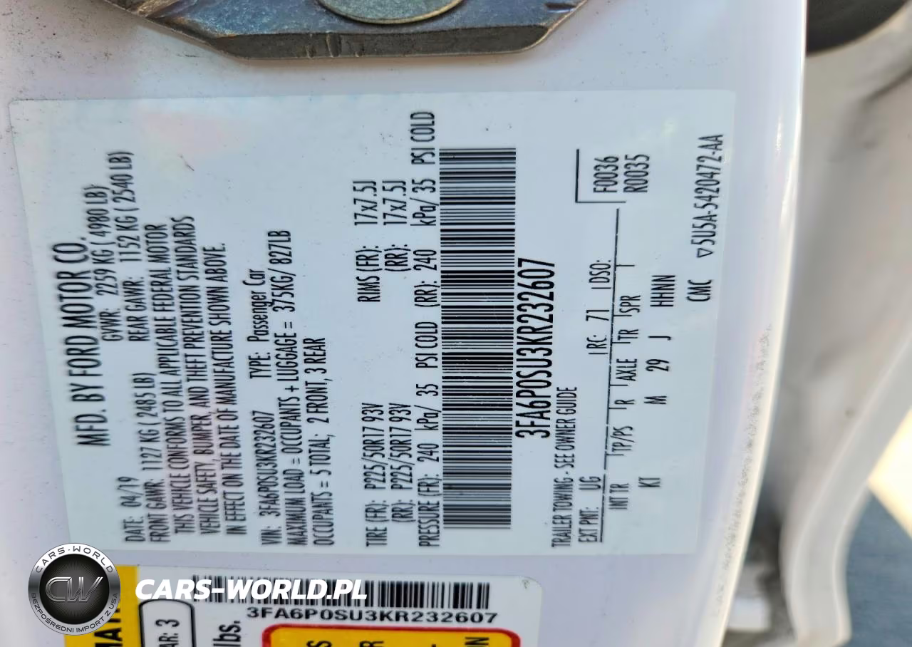 2019 Ford Fusion Titanium VIN:3FA6P0SU3KR232607 - 12