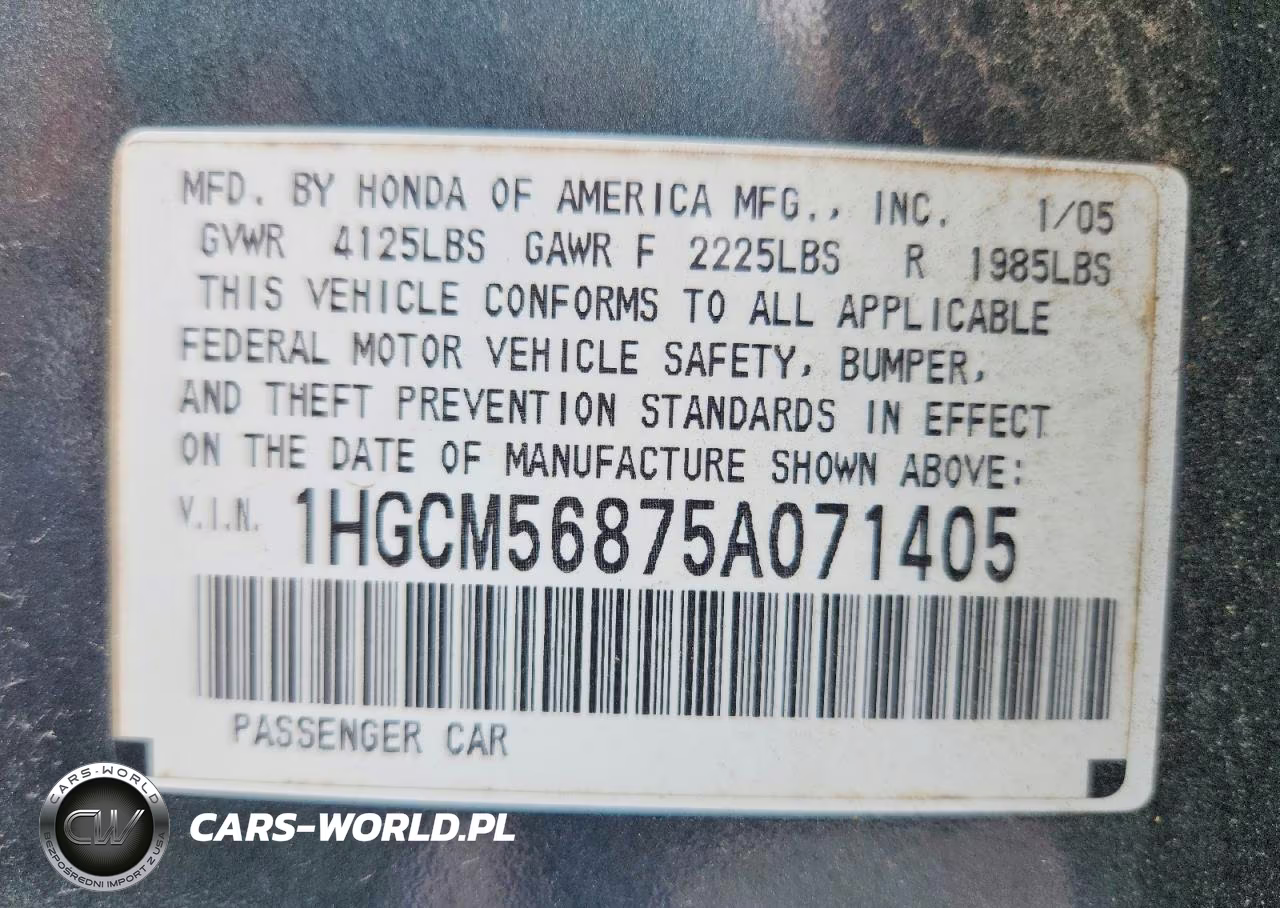 2005 Honda Accord Ex VIN:1HGCM56875A071405 - 12