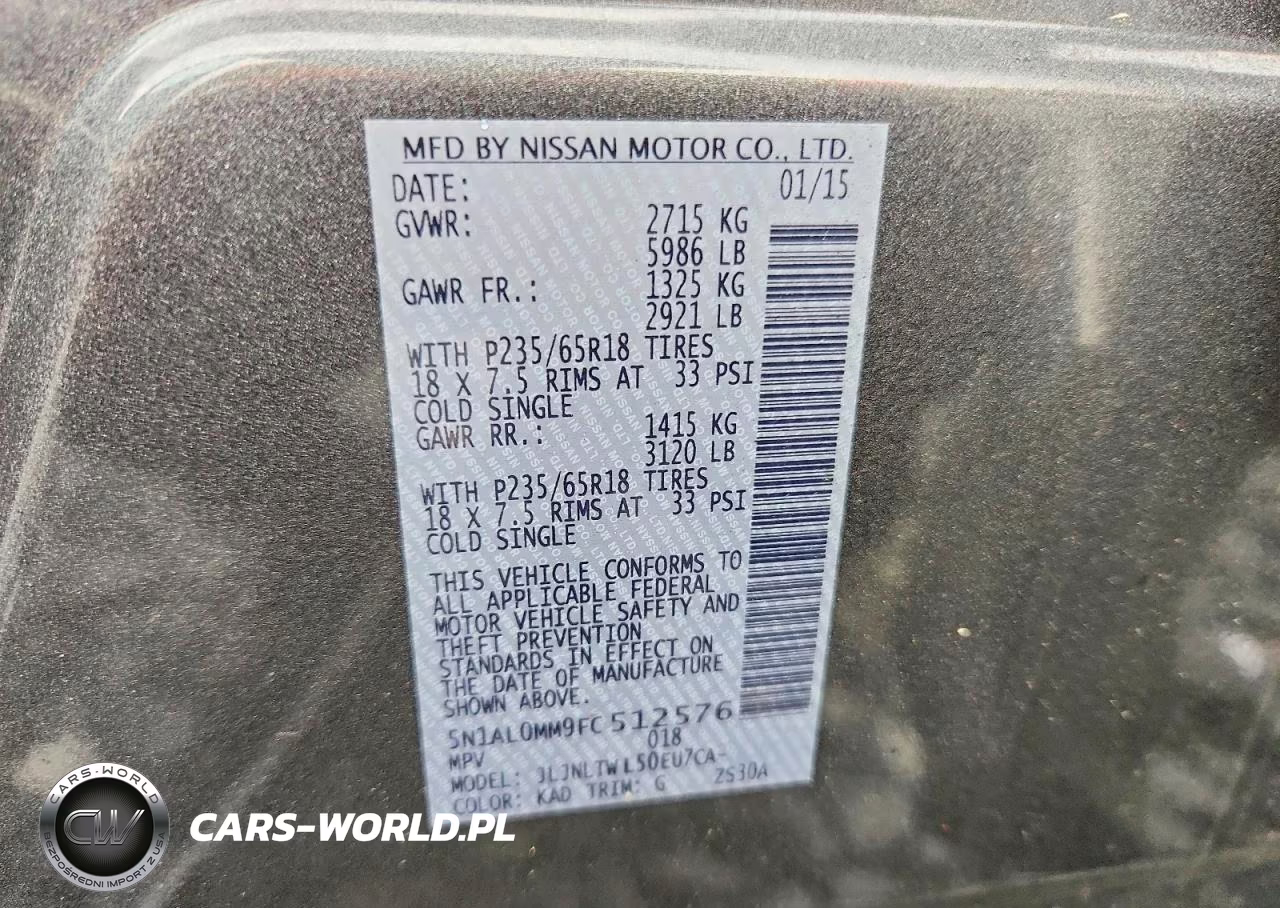 2015 Infiniti Qx60 Base VIN:5N1AL0MM9FC512576 - 12