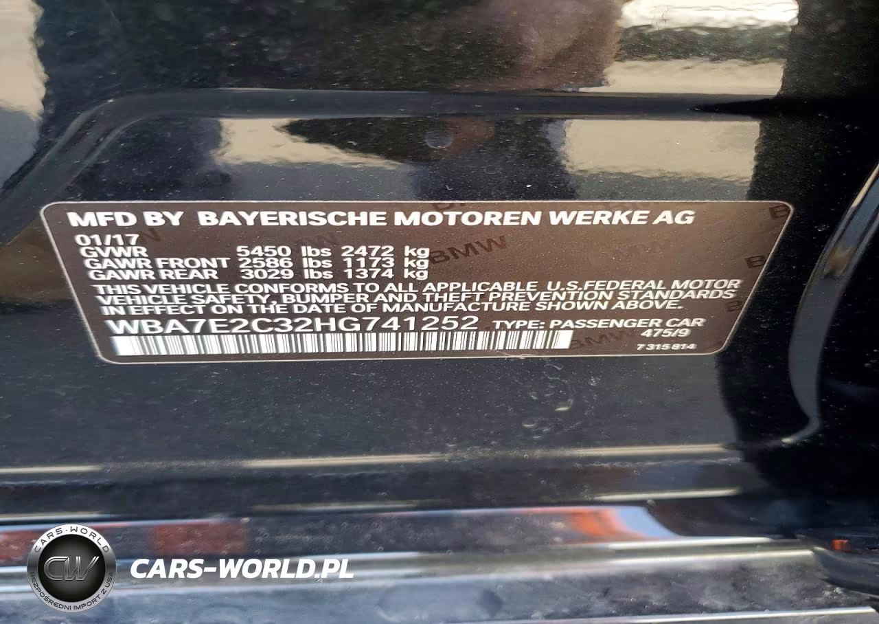 2017 BMW 740 I VIN:WBA7E2C32HG741252 - 12