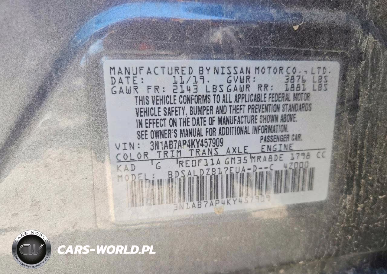 2019 Nissan Sentra Sv VIN:3N1AB7AP4KY457909 - 13